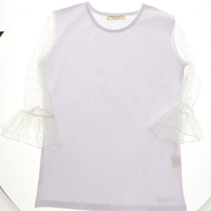 Dainty Lace Mid Sleeve Single Ruffle Shirt - Adorable Essentials, LLC 