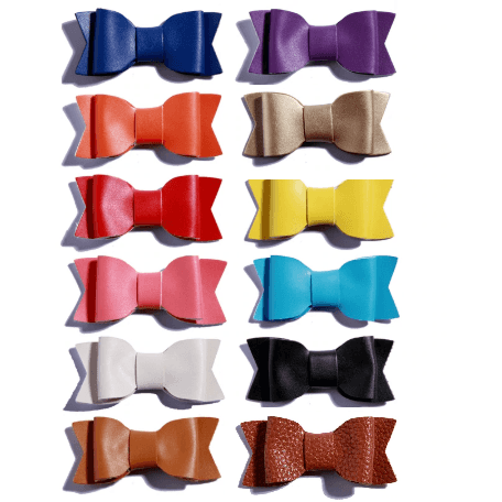 Leather Bow Packs of 12 Colors - Adorable Essentials, LLC 
